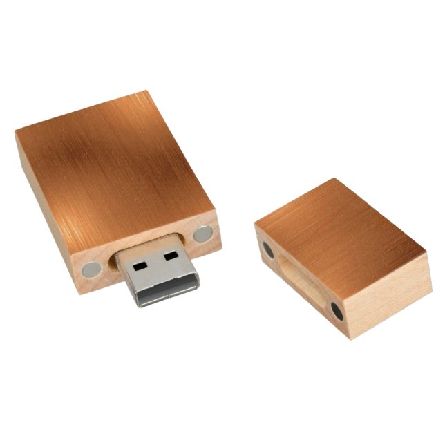 Brushed Copper Look Wood Flash Drive (Angled)