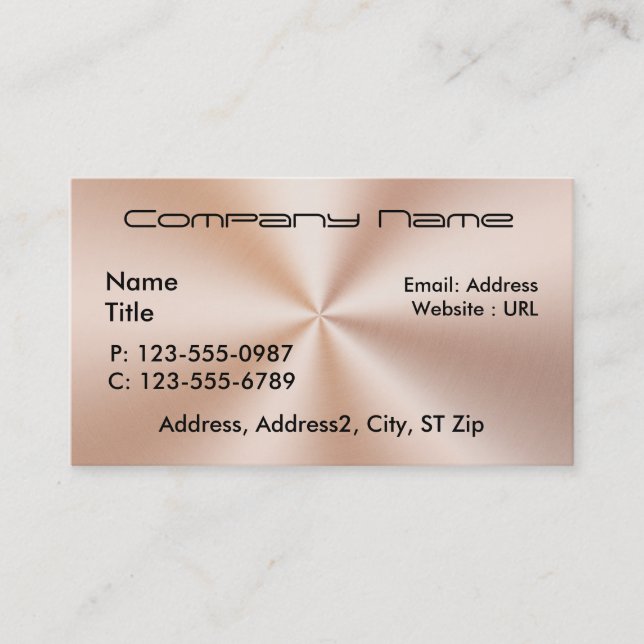 Brushed Copper Metal Business Cards (Front)