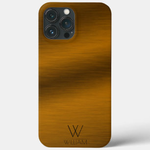 Brushed Copper Minimalist Personalized Monogram iPhone 13 Pro Max Case