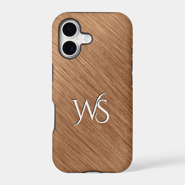 Brushed Copper Monogrammed Case-Mate iPhone Case (Back)