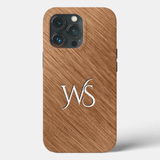 Brushed Copper Monogrammed iPhone 13 Pro Case
