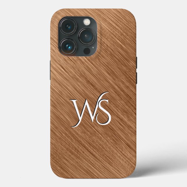 Brushed Copper Monogrammed Case-Mate iPhone Case (Back)