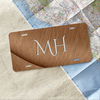 Brushed Copper Monogrammed License Plate
