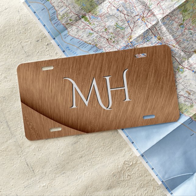 Brushed Copper Monogrammed License Plate (In Situ)