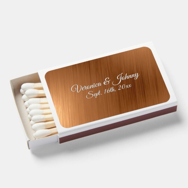 Brushed Copper Names & Date Matchboxes (Front Open)