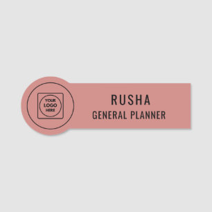 Brushed Copper Round Logo Badge nametags