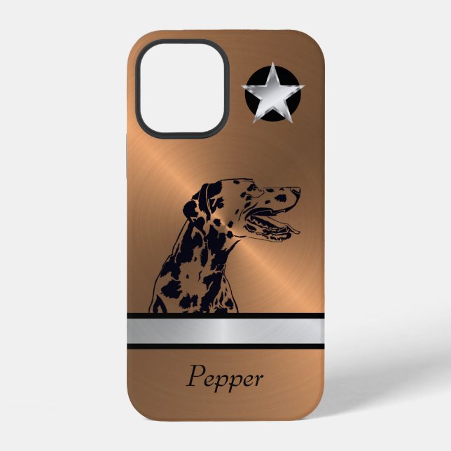 Brushed Copper/Silver Dalmatian Dog iPhone Case (Back)