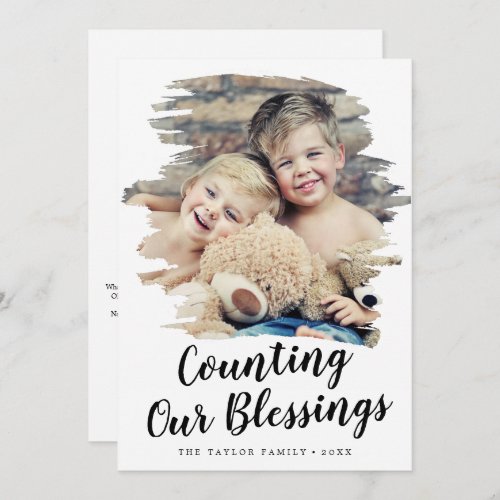 Brushed Counting Our Blessings Year In Review Holiday Card