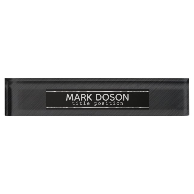 Brushed Dark Gray Metal Name Plate (Front)