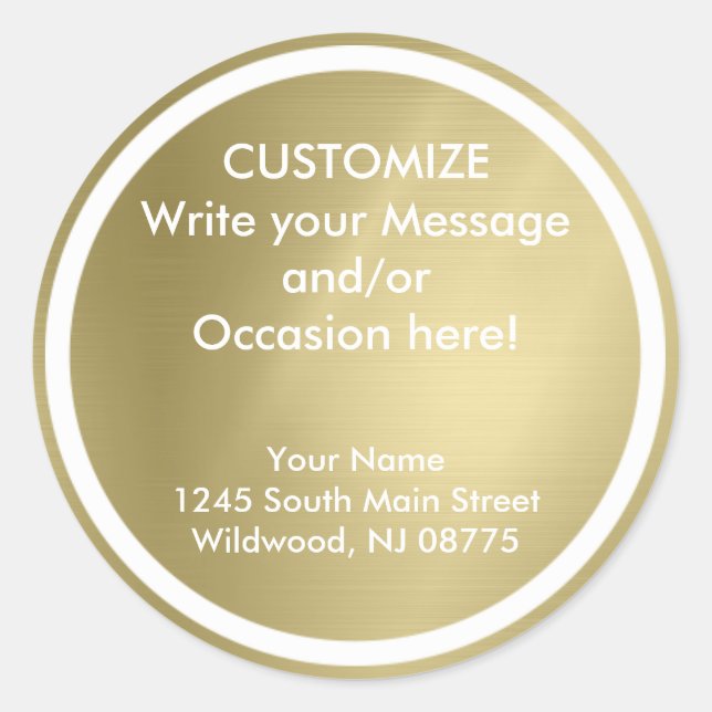 Brushed Deep Gold - Customize/Template Classic Round Sticker (Front)