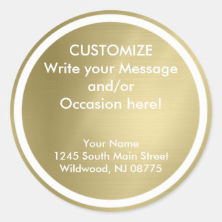 Brushed Deep Gold - Customize/Template Classic Round Sticker