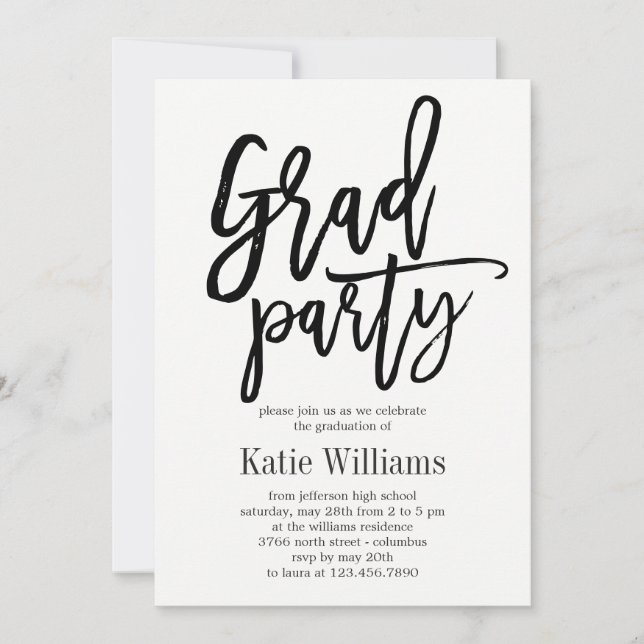 Brushed EDITABLE COLOR Graduation Party Invitation (Front)