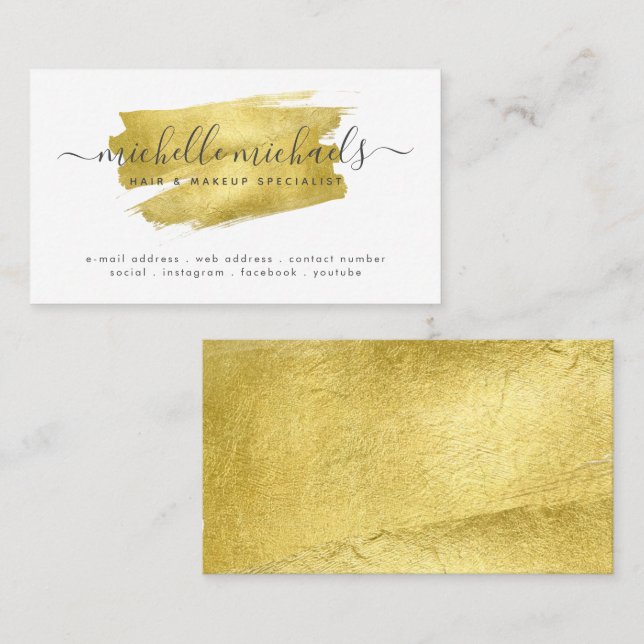 Brushed Faux Gold Foil Minimal Script Modern  Business Card (Front/Back)