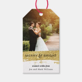 Brushed Faux Gold Glitter Gift Tags by byDania at Zazzle