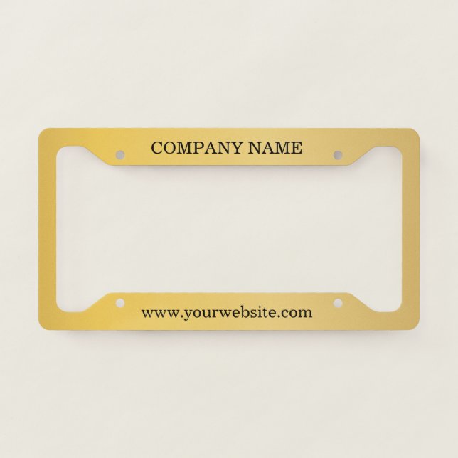 Brushed Faux Gold Metallic Custom Text License License Plate Frame (Front)