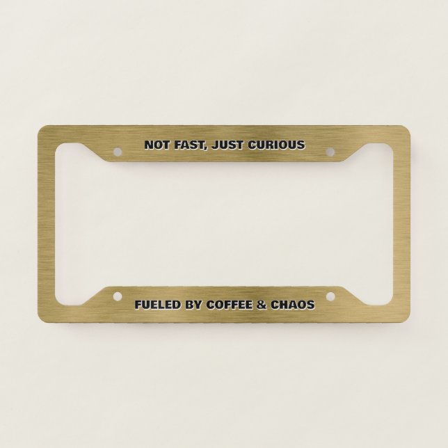 Brushed Faux Metallic Gold with Custom Text License Plate Frame (Front)