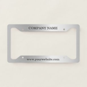 Brushed Faux Silver Metallic Custom Text License Plate Frame