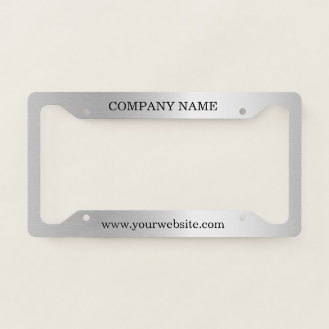 Brushed Faux Silver Metallic Custom Text License Plate Frame (Front)