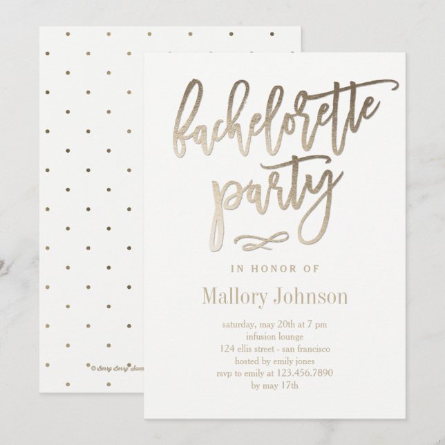 Brushed Glimmer Bachelorette Party Invitation (Front/Back)