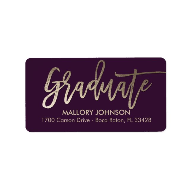 Brushed Glimmer EDITABLE COLOR Graduation Label (Front)