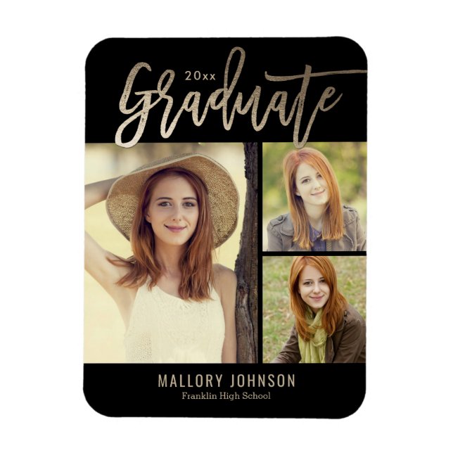 Brushed Glimmer Editable Color Graduation Magnet (Vertical)