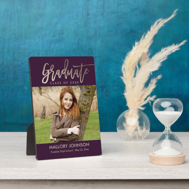 Brushed Glimmer EDITABLE COLOR Graduation Plaque (Side)