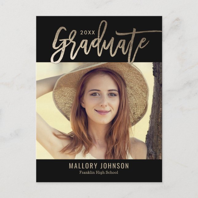 Brushed Glimmer Editable Color Graduation Postcard (Front)