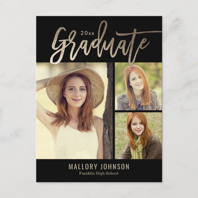 Brushed Glimmer Editable Color Graduation Postcard (Front)