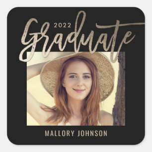 Brushed Glimmer EDITABLE COLOR Graduation Stickers