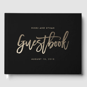 Brushed Glimmer EDITABLE COLOR Wedding Guest Book