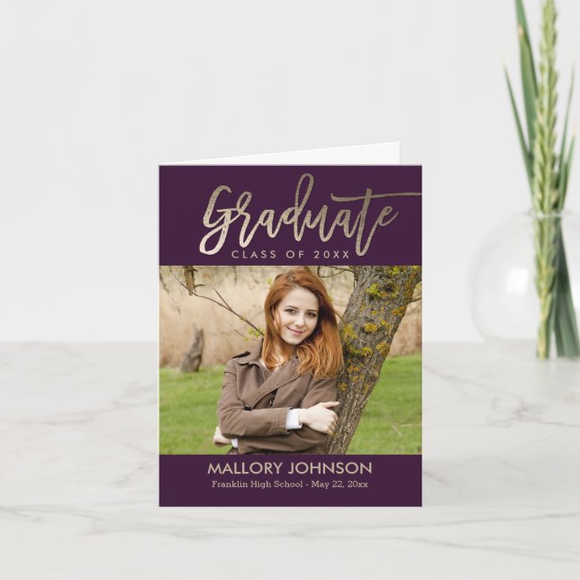 Brushed Glimmer Graduation Thank You Card (Front)