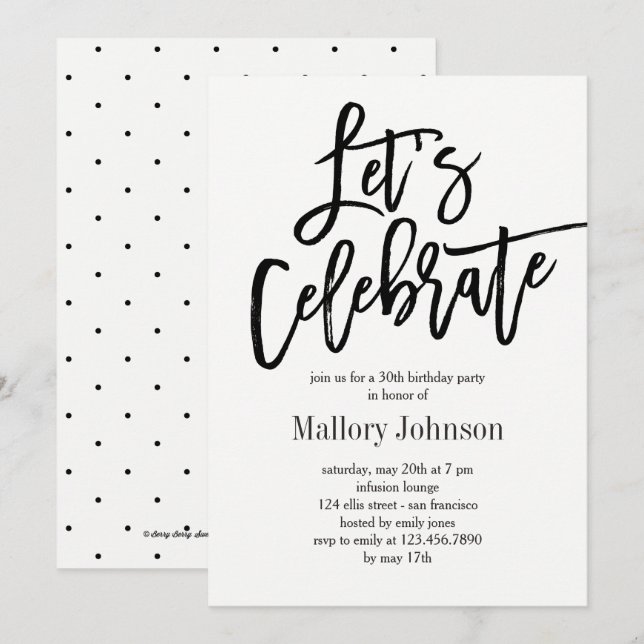 Brushed Glimmer Let's Celebrate Party Invitation (Front/Back)