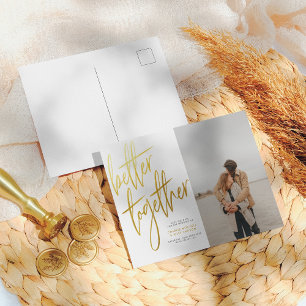 Brushed Gold Better Together Save The Date Photo Postcard