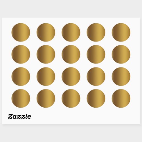 Brushed gold color classic round sticker
