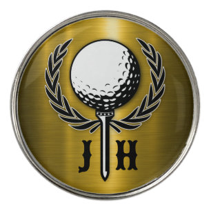 Brushed Gold Custom Golf Monogram Design Ball Marker