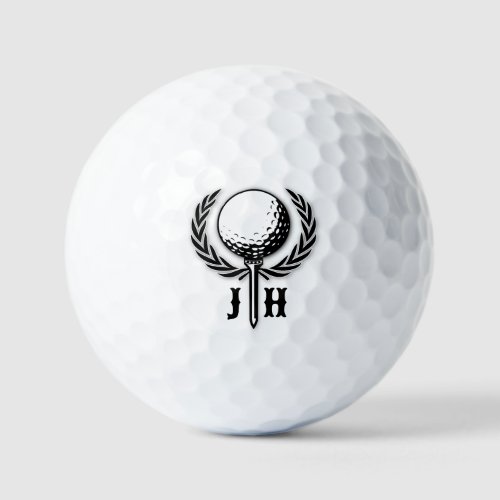 Brushed Gold Custom Golf Monogram Design Golf Balls