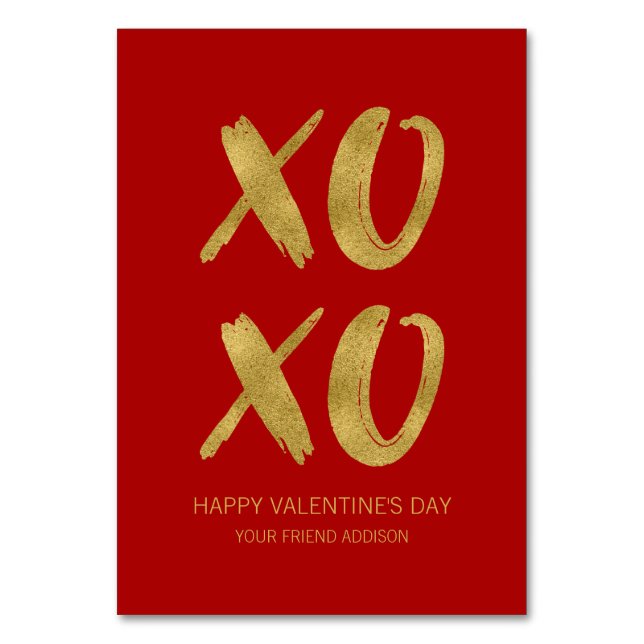Brushed Gold Foil XOXO Classroom Valentine Card (Front)