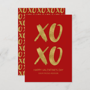 Brushed Gold Foil XOXO Classroom Valentine Card