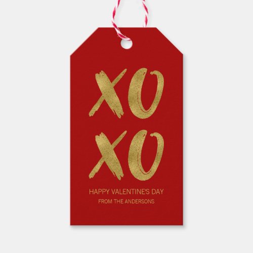 Brushed Gold Foil XOXO Valentine Gift Tags