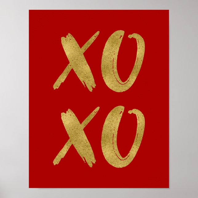 Brushed Gold Foil XOXO Valentine Poster Sign (Front)