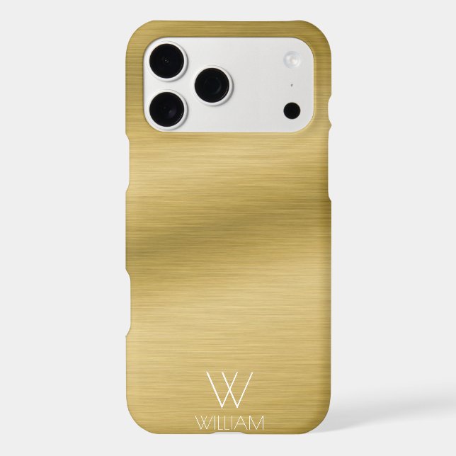 Brushed Gold Look Personalized Monogram Case-Mate iPhone Case (Back)
