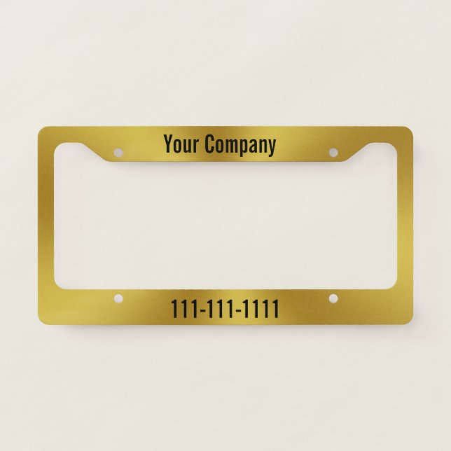 Brushed Gold Look | Phone Number Company Ad License Plate Frame (Front)