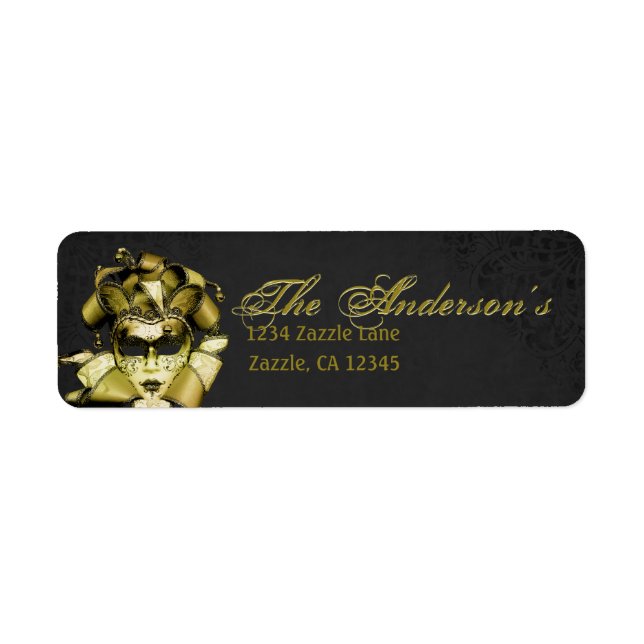 Brushed Gold Mardi Gras Masquerade Label (Front)