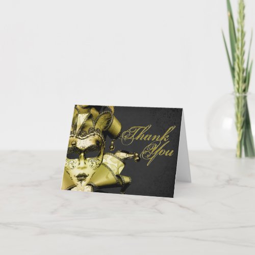 Brushed Gold Masquerade Thank You Card