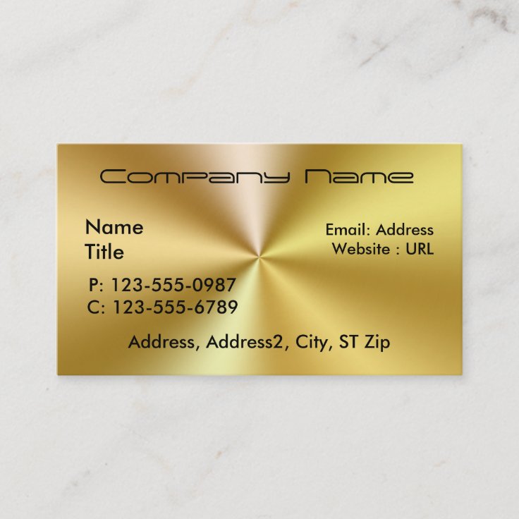 Brushed Gold Metal Business Cards | Zazzle