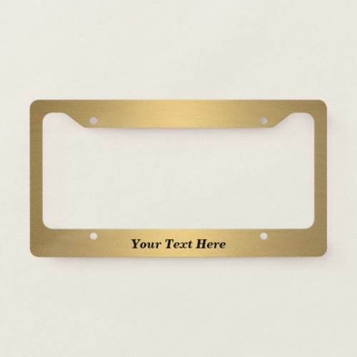 Brushed Gold metal Look Metallic Custom Text License Plate Frame