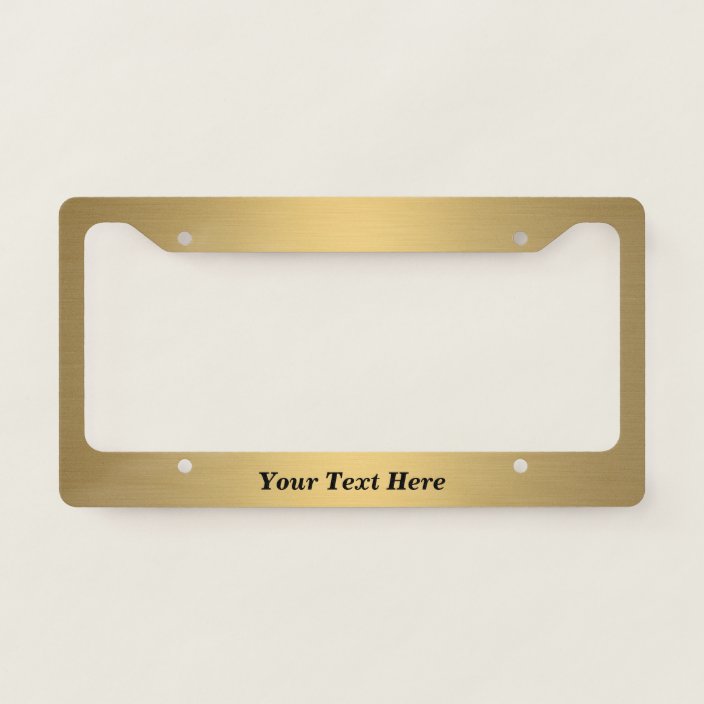Brushed Gold metal Look Metallic Custom Text License Plate Frame
