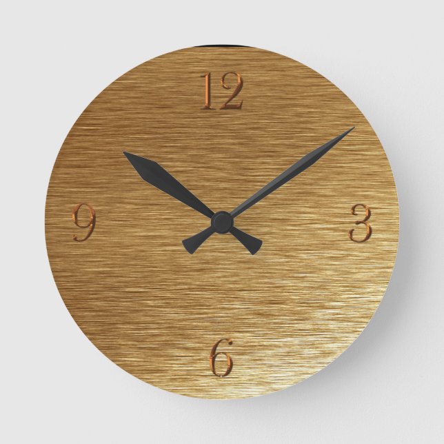 Brushed Gold Metal-look Wall Clock (Front)