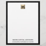 Brushed Gold Monogram Business Letterhead<br><div class="desc">Make a lasting impression with this Brushed Gold Monogram Business Letterhead. Featuring a refined black and gold monogram design, this letterhead exudes professionalism and elegance. Customize it with your company name and contact details to convey a strong brand identity. Elevate your correspondence and project an image of expertise and distinction...</div>