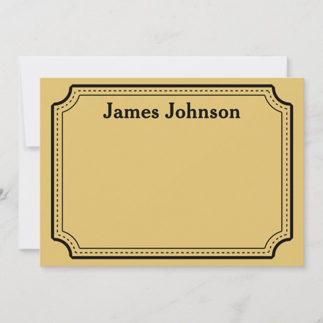 Brushed Gold Retro Bold Serif Desk Name Plate Note Card (Front)